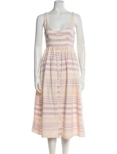 Pre-owned Mara Hoffman Striped Midi Length Dress In Pink