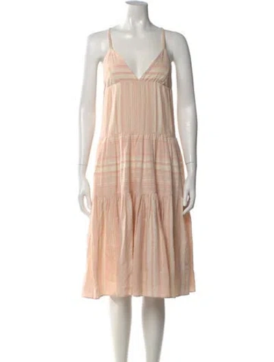 Pre-owned Mara Hoffman Striped Midi Length Dress In Pink