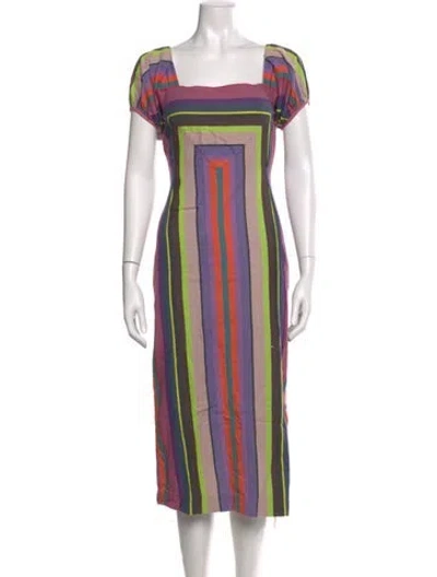 Pre-owned Mara Hoffman Striped Midi Length Dress In Purple