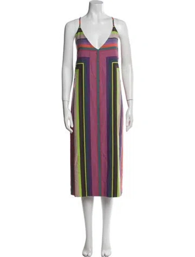 Pre-owned Mara Hoffman Striped Midi Length Dress In Purple