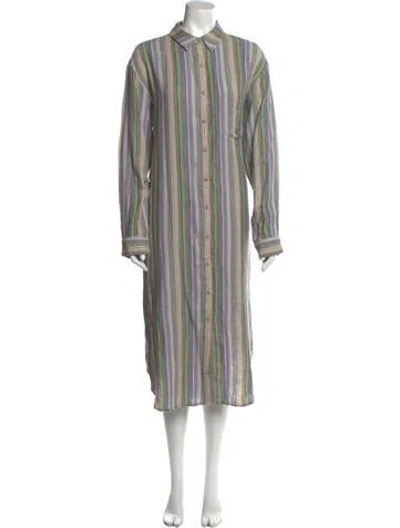 Pre-owned Mara Hoffman Striped Midi Length Dress In Purple
