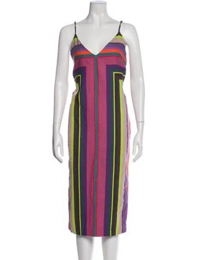 Pre-owned Mara Hoffman Striped Midi Length Dress In Purple
