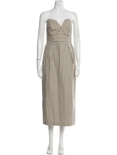 Pre-owned Mara Hoffman Striped Midi Length Dress W/ Tags In Neutrals