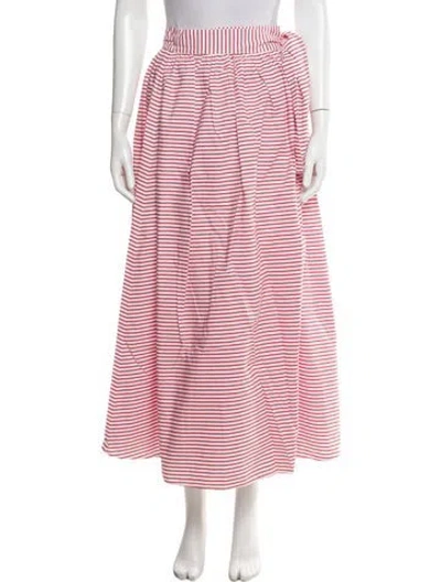 Pre-owned Mara Hoffman Striped Midi Length Skirt In White