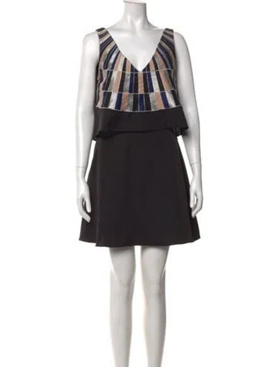 Pre-owned Mara Hoffman Striped Mini Dress In Black