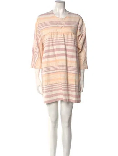 Pre-owned Mara Hoffman Striped Mini Dress In Neutral
