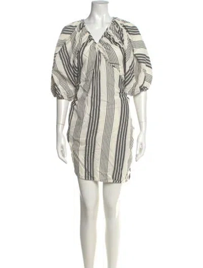 Pre-owned Mara Hoffman Striped Mini Dress In Neutral