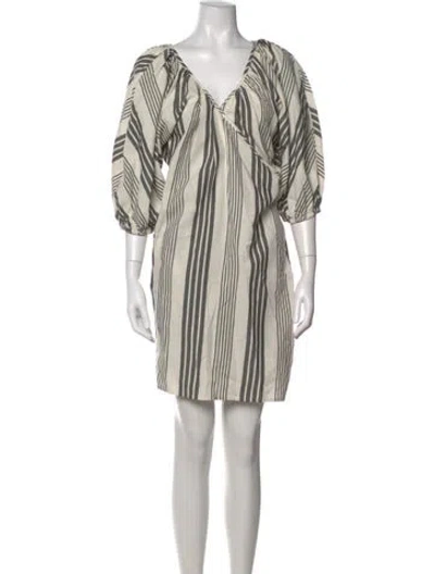 Pre-owned Mara Hoffman Striped Mini Dress In Neutrals