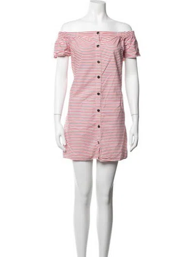 Pre-owned Mara Hoffman Striped Mini Dress In Neutrals/red