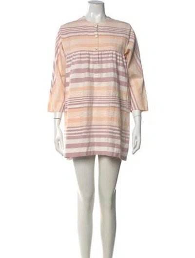 Pre-owned Mara Hoffman Striped Mini Dress In Orange