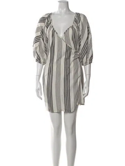 Pre-owned Mara Hoffman Striped Mini Dress In White