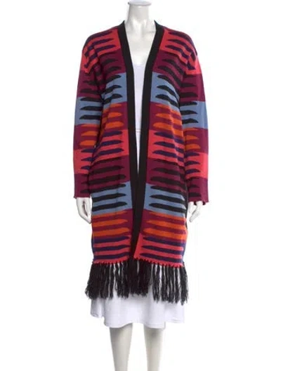 Pre-owned Mara Hoffman Striped Open Front Sweater In Black