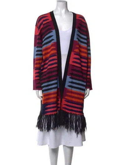 Pre-owned Mara Hoffman Striped Open Front Sweater In Black