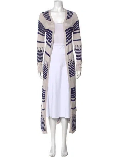 Pre-owned Mara Hoffman Striped Open Front Sweater In Neutral