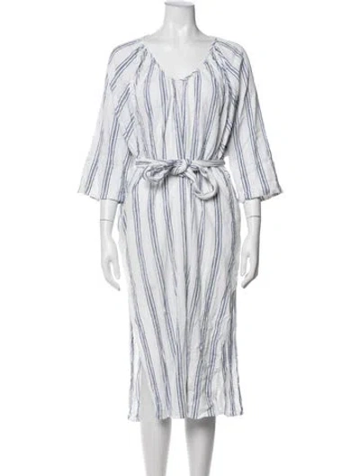 Pre-owned Mara Hoffman Striped Robe In White