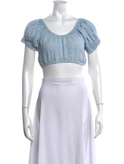 Pre-owned Mara Hoffman Striped Scoop Neck Crop Top In Blue