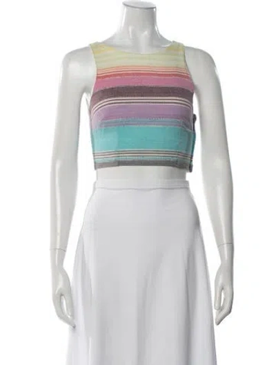 Pre-owned Mara Hoffman Striped Scoop Neck Crop Top In Pink