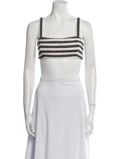 Pre-owned Mara Hoffman Striped Square Neckline Crop Top In Black