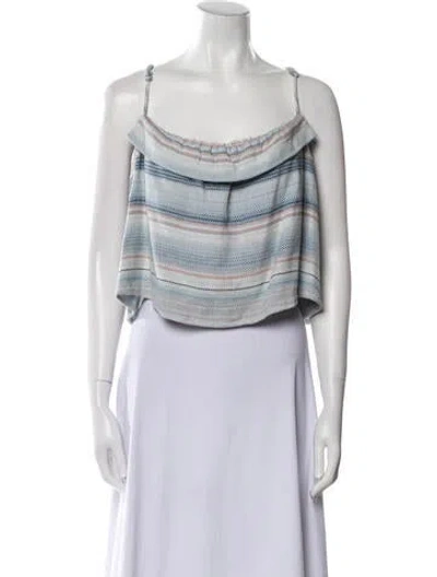 Pre-owned Mara Hoffman Striped Square Neckline Crop Top In Blue