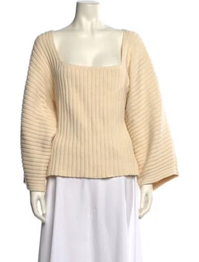 Pre-owned Mara Hoffman Striped Square Neckline Sweater In Neutral