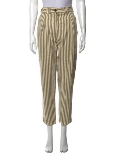 Pre-owned Mara Hoffman Striped Straight Leg Pants In Green/neutrals