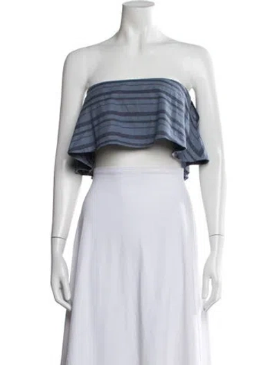 Pre-owned Mara Hoffman Striped Strapless Crop Top In Neutrals