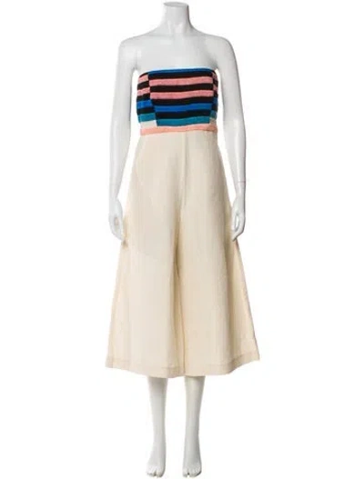 Pre-owned Mara Hoffman Striped Strapless Jumpsuit In Neutral