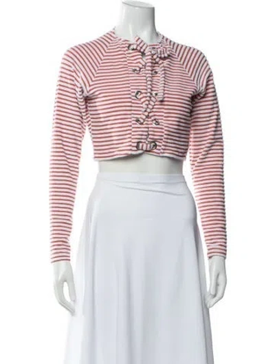 Pre-owned Mara Hoffman Striped Tie Neck Crop Top In White
