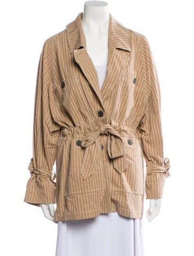 Pre-owned Mara Hoffman Striped Trench Coat In Brown
