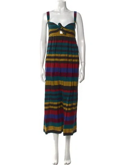 Pre-owned Mara Hoffman Striped V-neck Jumpsuit In Multi