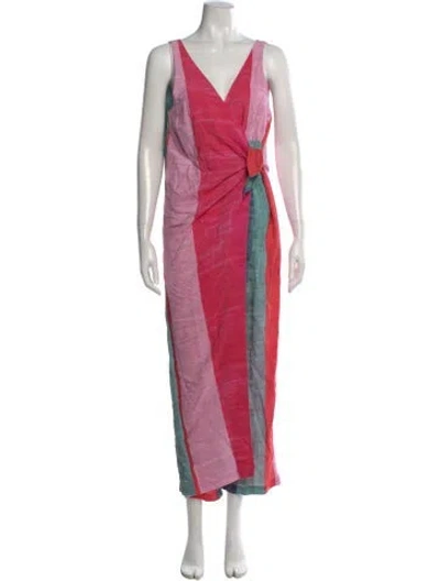 Pre-owned Mara Hoffman Striped V-neck Jumpsuit In Pink