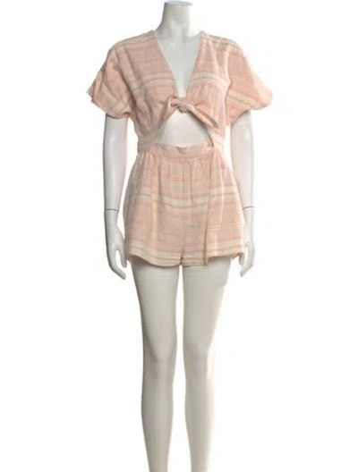 Pre-owned Mara Hoffman Striped V-neck Jumpsuit In Pink