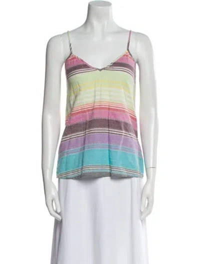 Pre-owned Mara Hoffman Striped V-neck Top In Blue