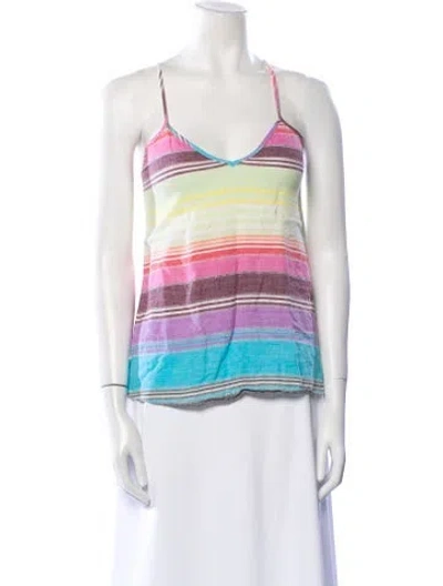 Pre-owned Mara Hoffman Striped V-neck Top In Multi