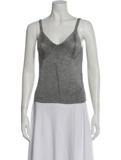 Pre-owned Mara Hoffman Striped V-neck Top In Neutral