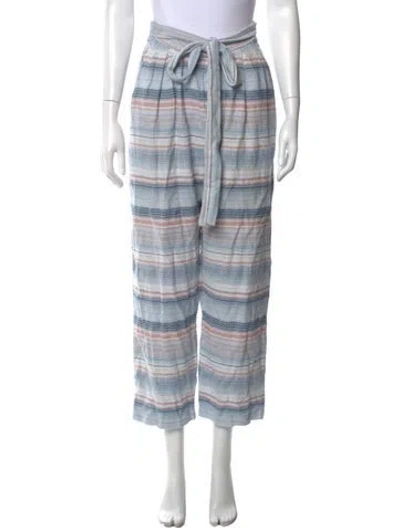 Pre-owned Mara Hoffman Striped Wide Leg Pants In Blue
