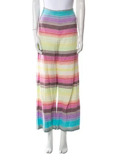 Pre-owned Mara Hoffman Striped Wide Leg Pants In White