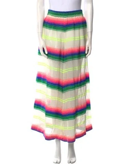 Pre-owned Mara Hoffman Striped Wide Leg Pants In White