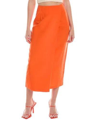 Mara Hoffman Sunja Linen-blend Midi Skirt In Orange