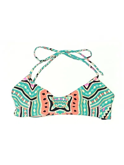 Pre-owned Mara Hoffman Swimsuit Top Green Print Pattern Swimwear