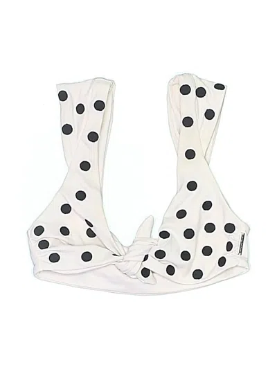 Pre-owned Mara Hoffman Swimsuit Top Ivory Polka Dots Pattern Swimwear