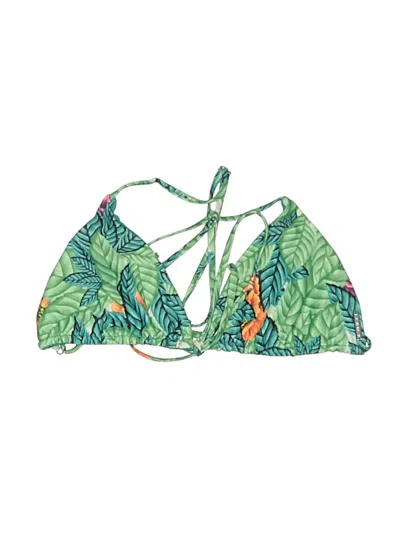 Pre-owned Mara Hoffman Swimsuit Top Teal Tropical Pattern Swimwear In Blue