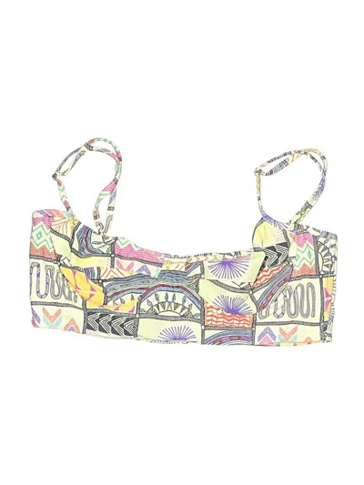 Pre-owned Mara Hoffman Swimsuit Top Yellow Print Pattern Swimwear