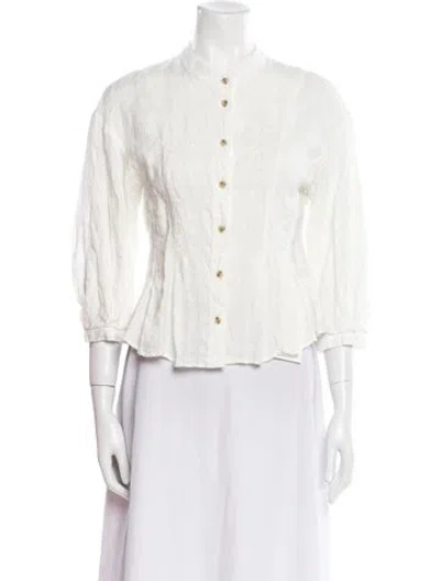Pre-owned Mara Hoffman Three-quarter Sleeve Button-up Top In White