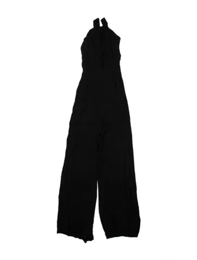 Pre-owned Mara Hoffman Tie Neck Jumpsuit In Black