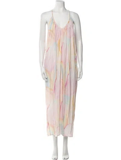 Pre-owned Mara Hoffman Tie-dye Print Long Dress In Neutral