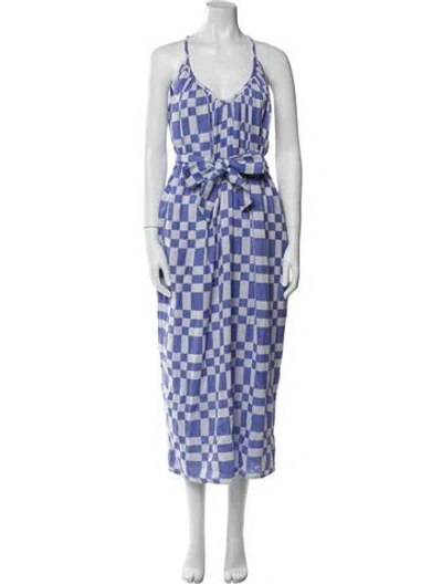 Pre-owned Mara Hoffman Tie-dye Print Midi Length Dress In Blue