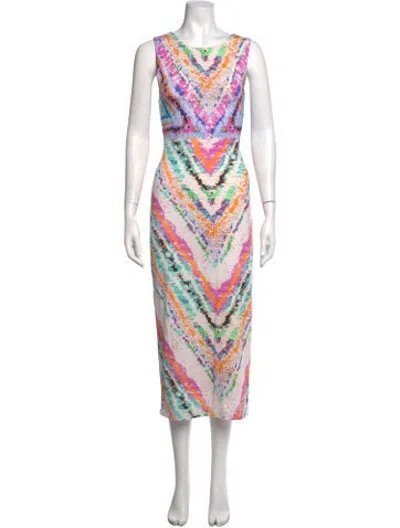 Pre-owned Mara Hoffman Tie-dye Print Midi Length Dress In Blue