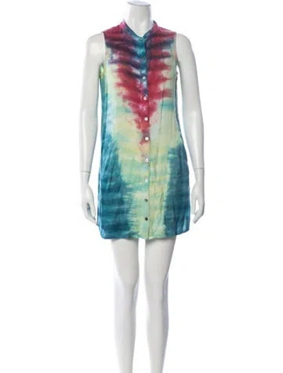 Pre-owned Mara Hoffman Tie-dye Print Mini Dress In Green