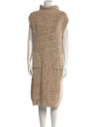 Pre-owned Mara Hoffman Turtleneck Knee-length Dress In Neutral